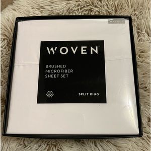 Malouf Woven Brushed microfiber split king sheet set - White